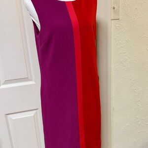 Betsey Johnson Colorblock Midi Shift Dress in Purple and Red